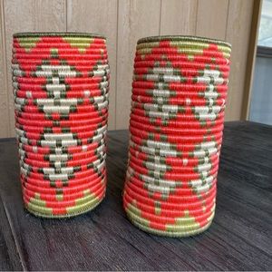 Colorful woven sweet grass vases made in Africa
